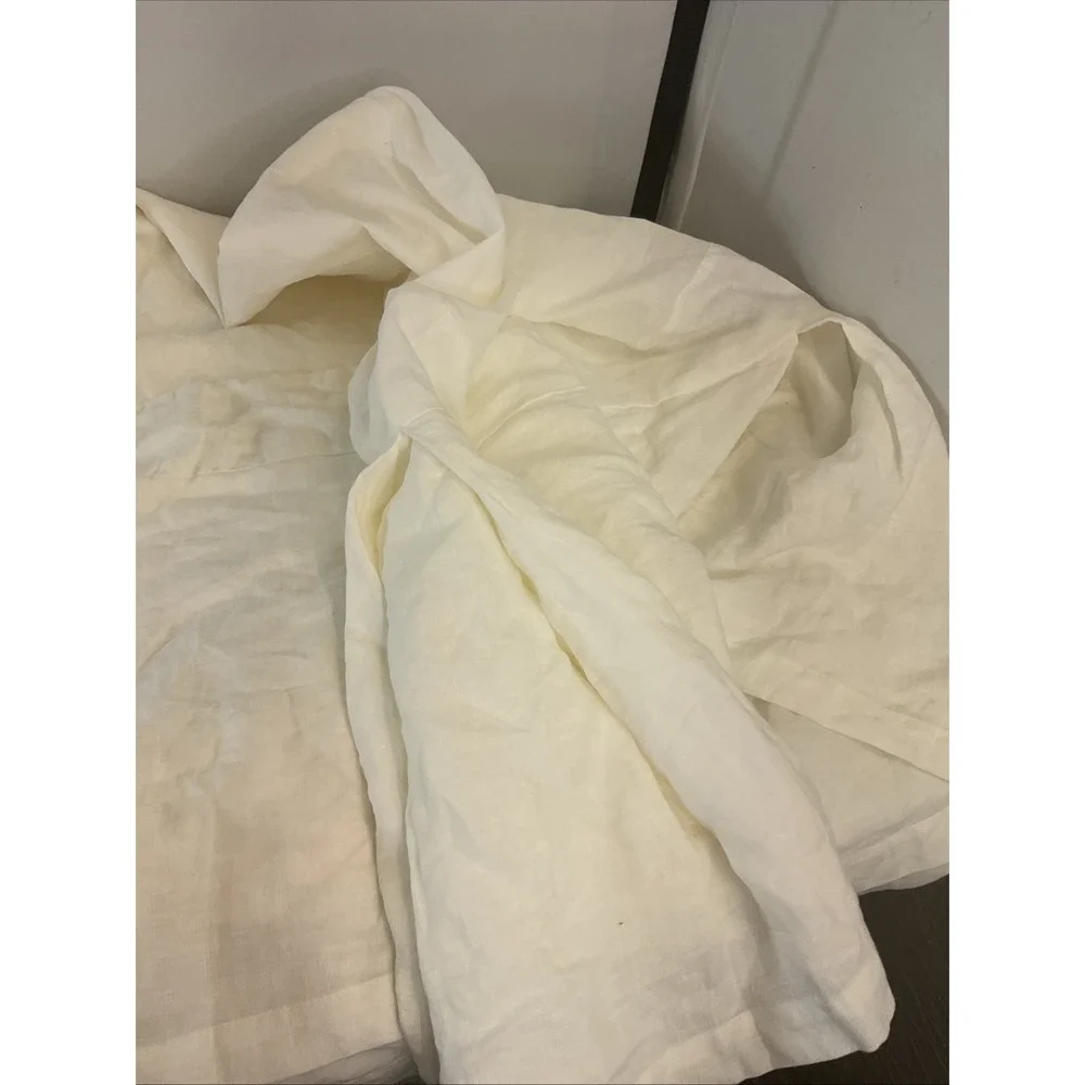 POTTERY BARN 100% LINEN BED SKIRT QUEEN Ivory 14
